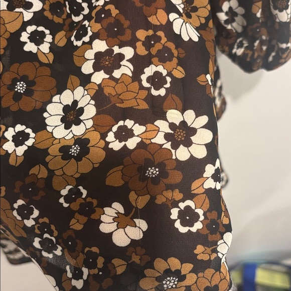 Michael Kors Floral Long Sleeve Dress - Brown and White - Picture 14 of 14